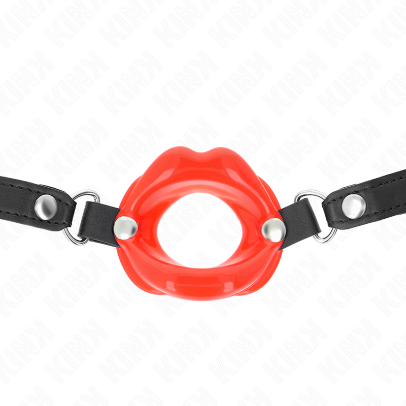 KINK LIP 8 CM gag med röd läderettrem
