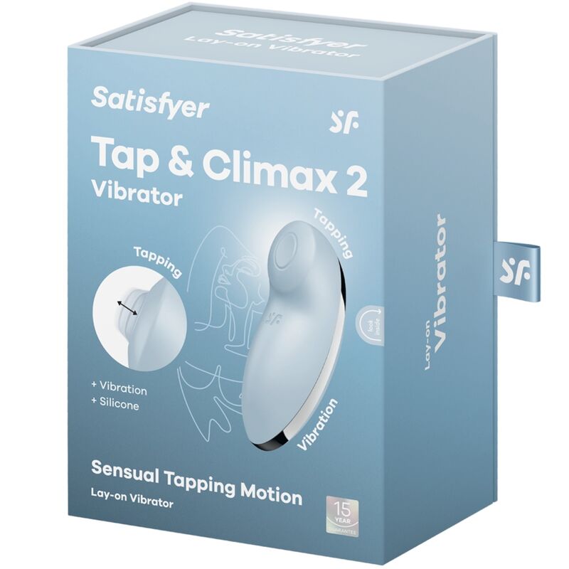 Satisfyer Tap & Climax 2 vibrator och stimulator i blått