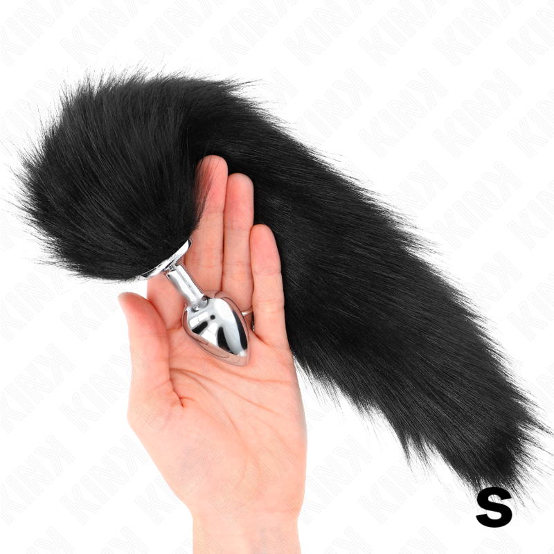 KINK anal plug storlek S med syntetisk svans 40 cm svart