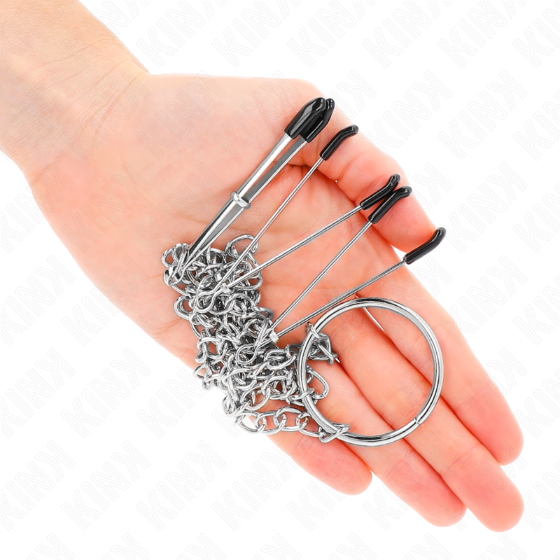 KINK - Triple Nipple och Klitorisklipp med Kedja Modell 1