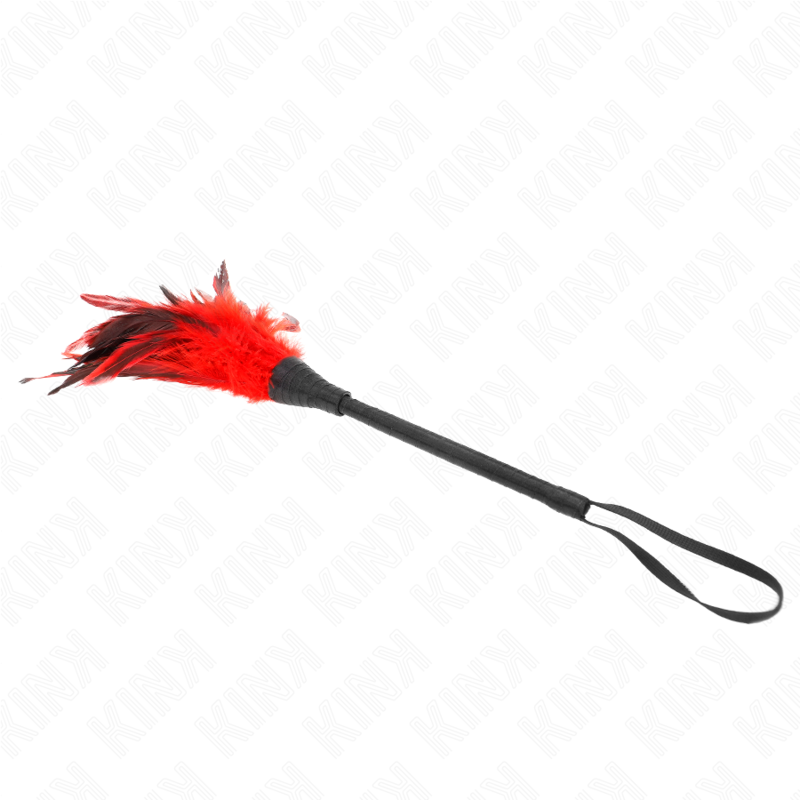 KINK röd hornformad kittelfjäder 36 cm