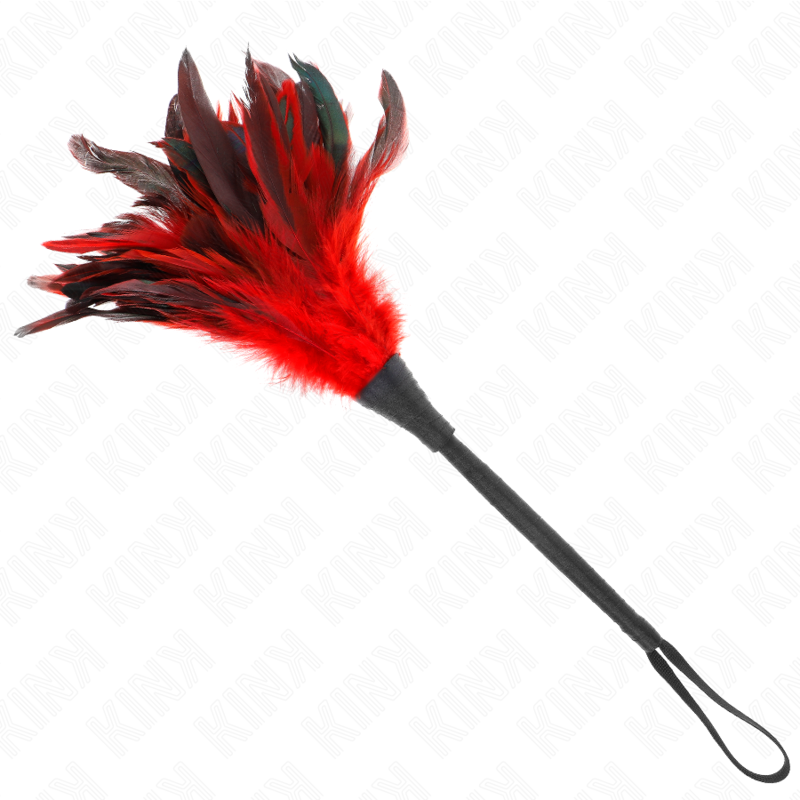 KINK röd hornformad kittelfjäder 36 cm
