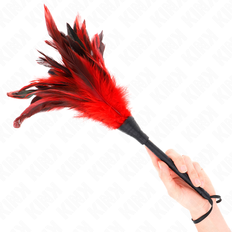 KINK röd hornformad kittelfjäder 36 cm