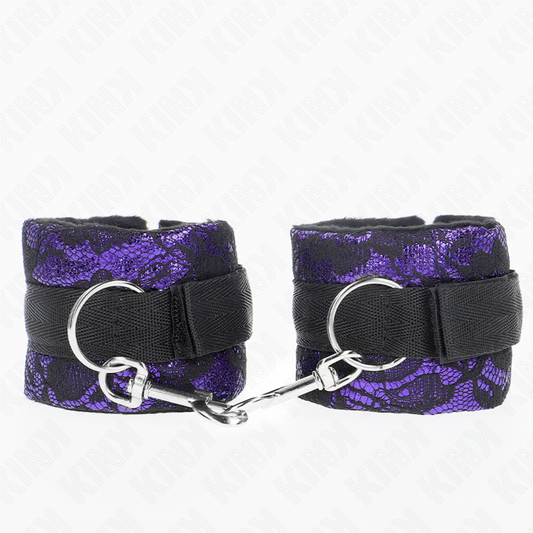KINK - Kort Sammetspets Handledsbindningar och Nylonbindning Lila/Svart 23 x 6.5 cm