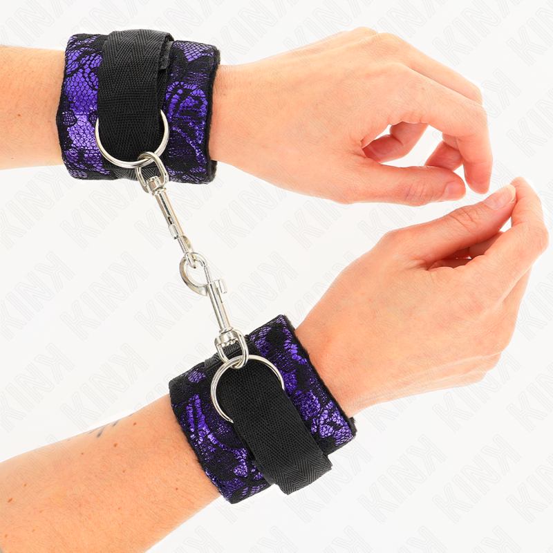 KINK - Kort Sammetspets Handledsbindningar och Nylonbindning Lila/Svart 23 x 6.5 cm