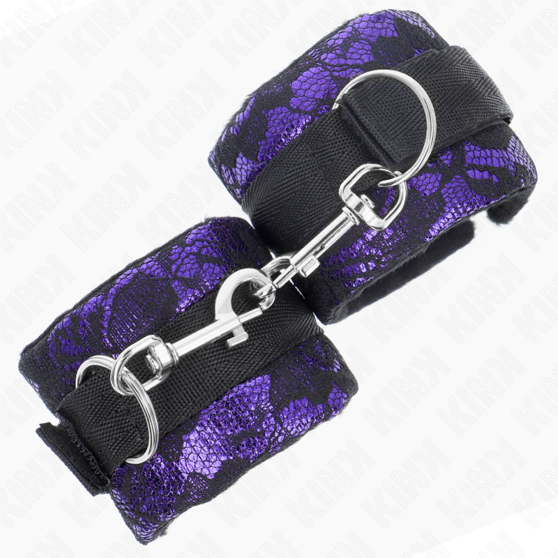 KINK - Kort Sammetspets Handledsbindningar och Nylonbindning Lila/Svart 23 x 6.5 cm