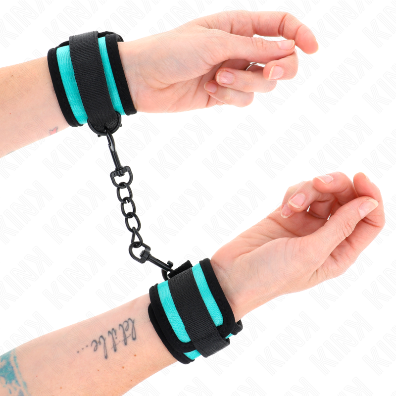KINK - Hook and Loop Nylon Bind Wrist Restraints Svart-Blå Justerbar 18-32 cm x 5 cm
