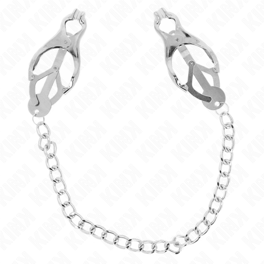 KINK - Japanska Klämmor för Bröstvårtor med Kedja Silver 30 cm