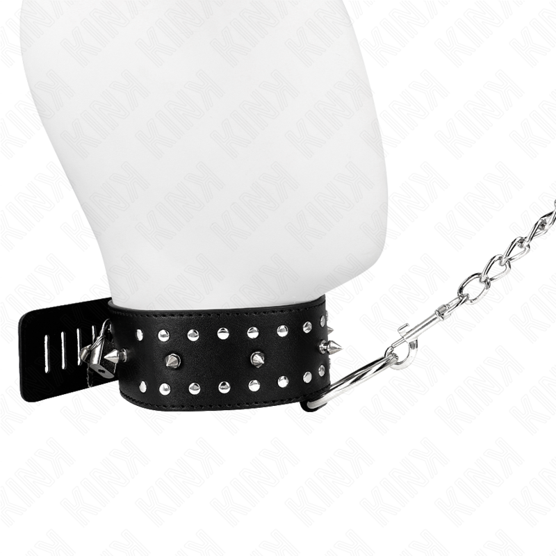 KINK halsband med koppel 65 cm med silverdetaljer