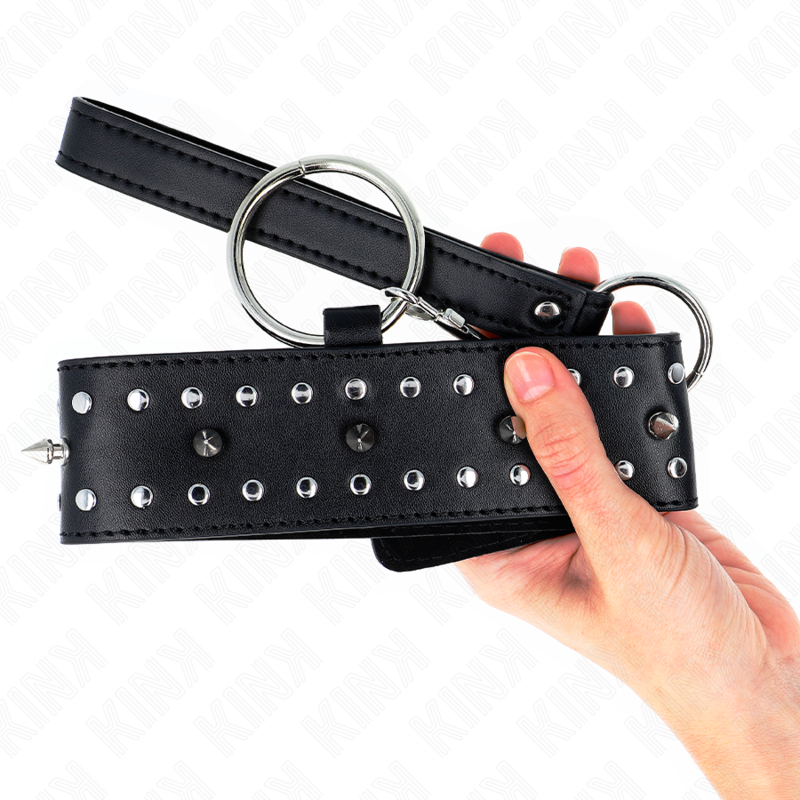 KINK halsband med koppel 65 cm med silverdetaljer