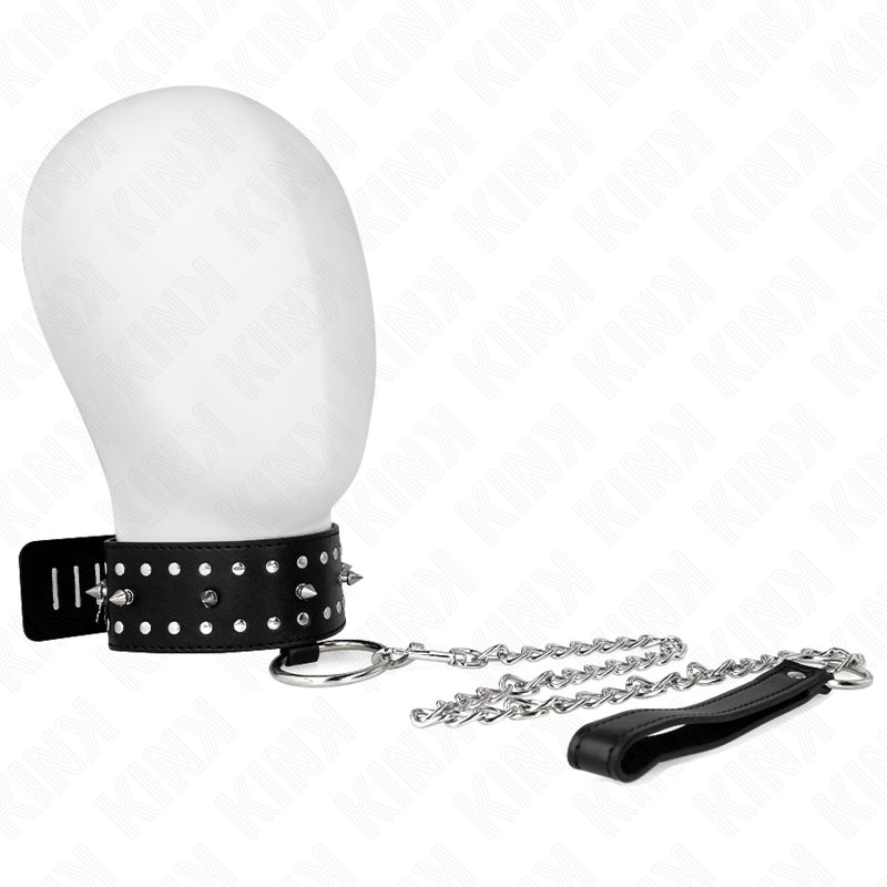 KINK halsband med koppel 65 cm med silverdetaljer