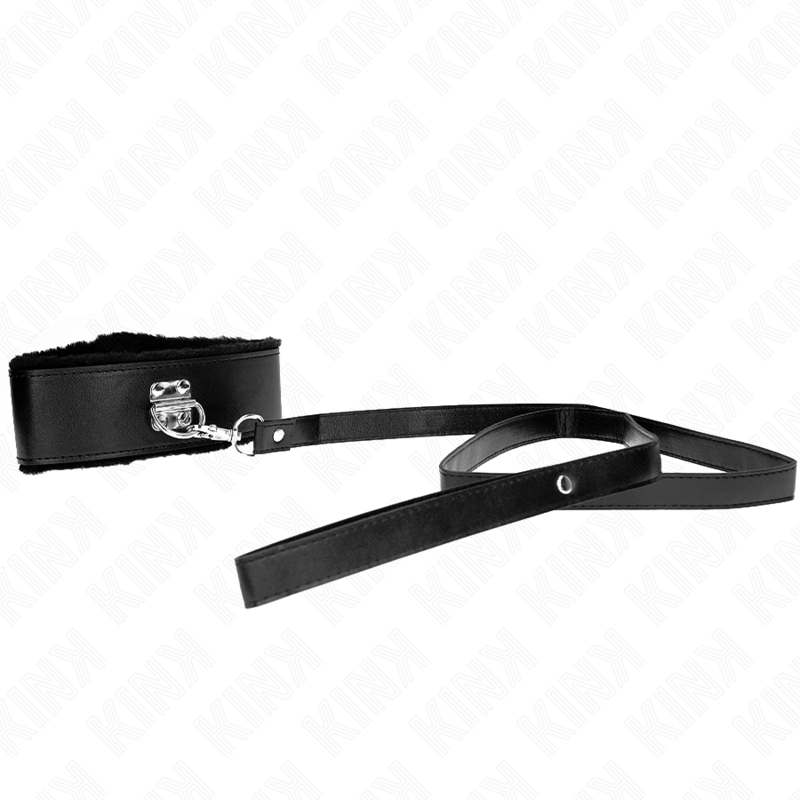 KINK halsband med koppel 116 cm svart med silverdetaljer