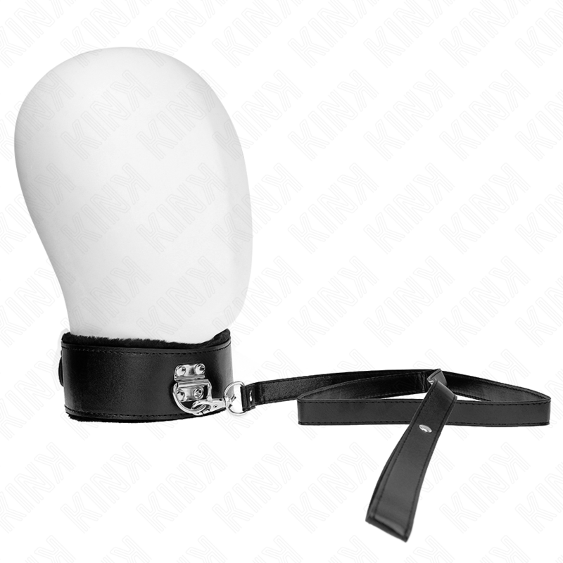 KINK halsband med koppel 116 cm svart med silverdetaljer
