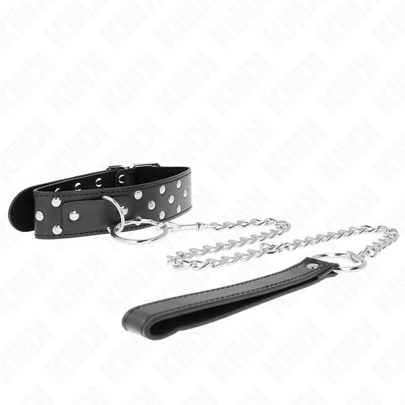 KINK - Ring Rivet Strap Halsband med Bälte 65 cm Svart
