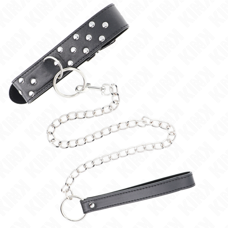 KINK - Ring Rivet Strap Halsband med Bälte 65 cm Svart