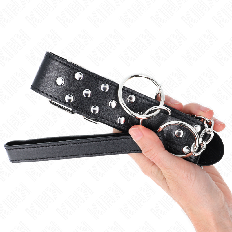KINK - Ring Rivet Strap Halsband med Bälte 65 cm Svart