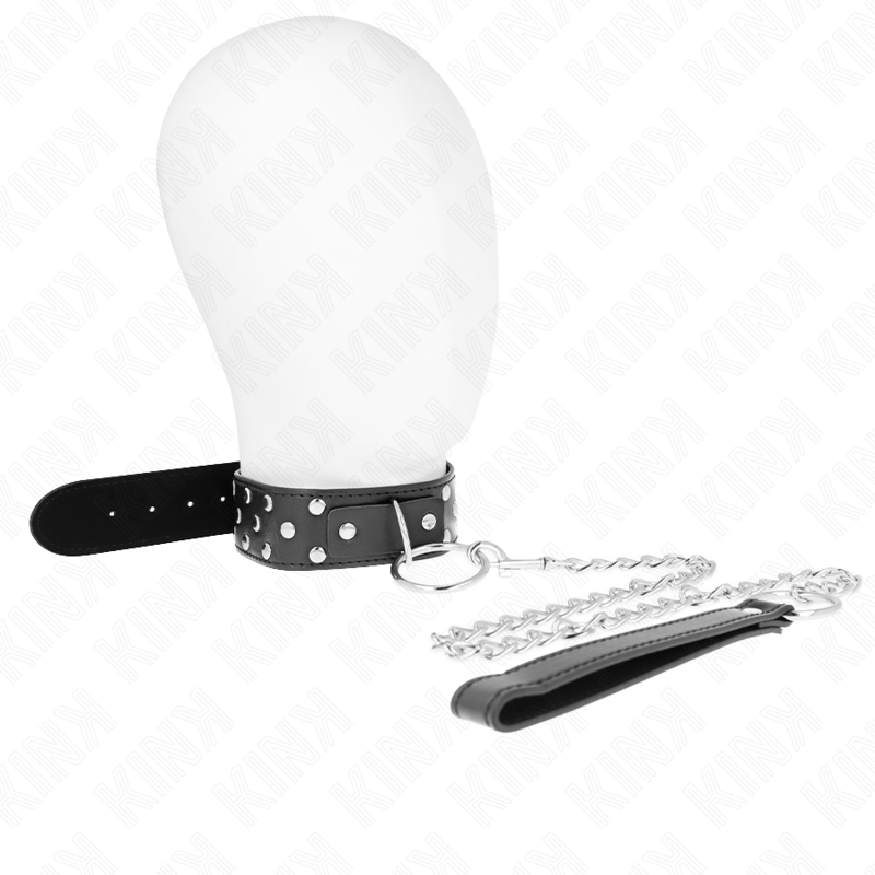 KINK - Ring Rivet Strap Halsband med Bälte 65 cm Svart