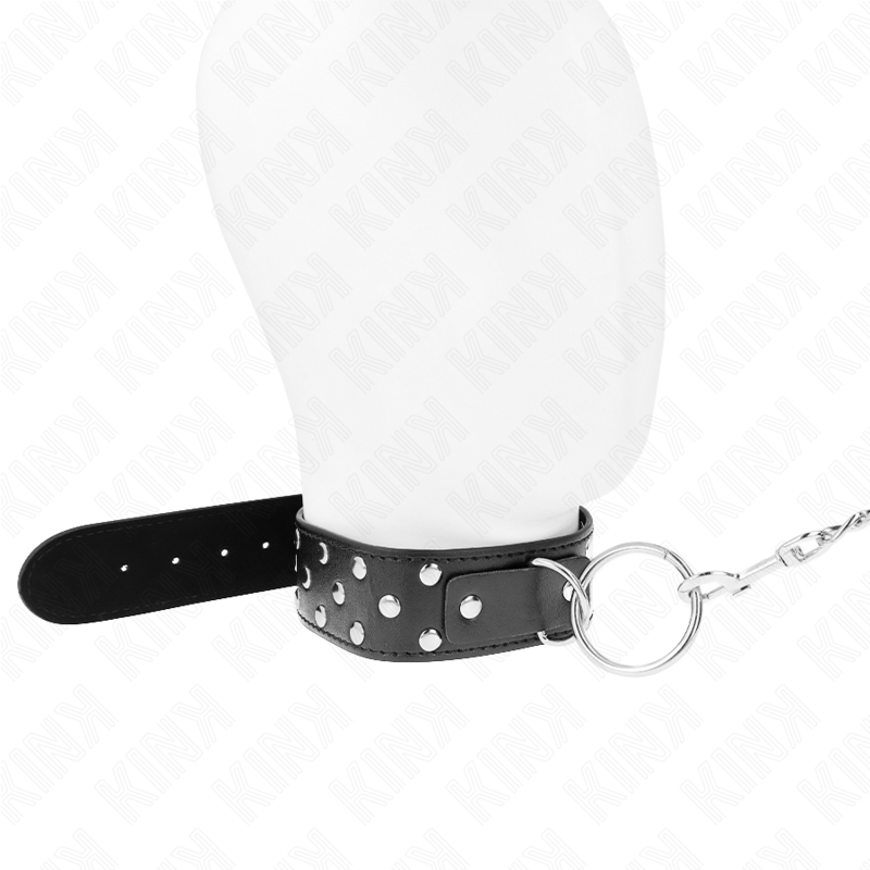 KINK - Ring Rivet Strap Halsband med Bälte 65 cm Svart