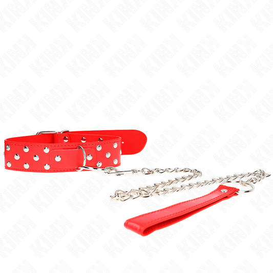 KINK Ring Rivet Strap Necklace 65 cm röd
