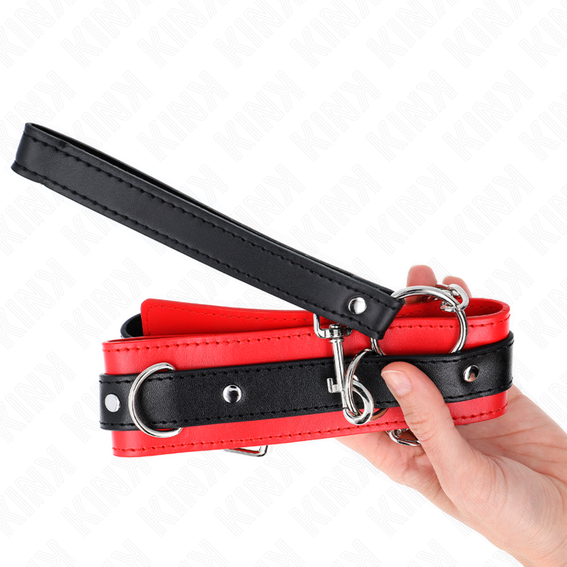 KINK Basic Modell Halsband med Koppel 65 cm Röd