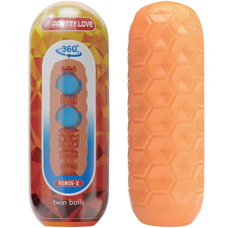 PRETTY LOVE TWIN BALLS manlig masturbator i orange