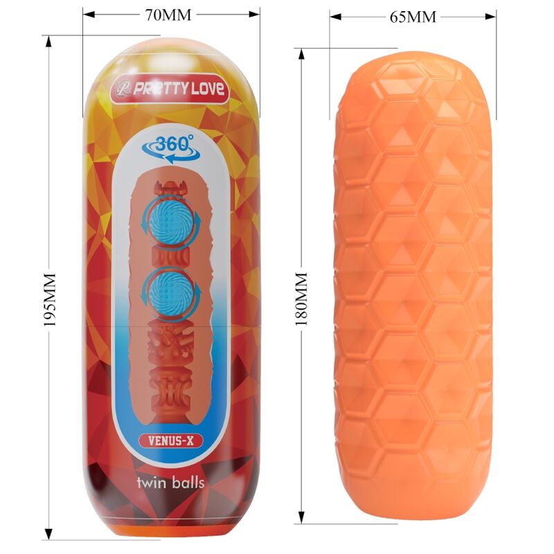 PRETTY LOVE TWIN BALLS manlig masturbator i orange