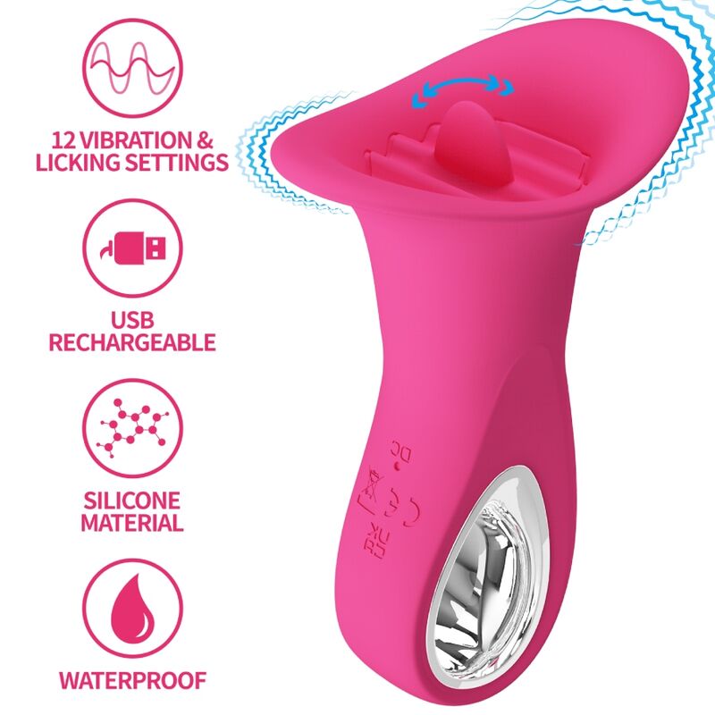 Pretty Love Clyde oral vibrator med vibrerande tunga i rosa