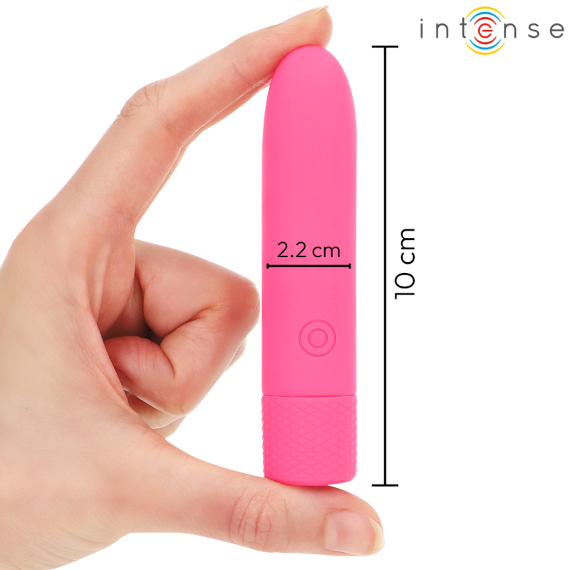 INTENSE - SYMONE USB Återuppladdningsbar Vibrerande Bullet 8 Vibrationer Rosa 10 x 2,2 cm