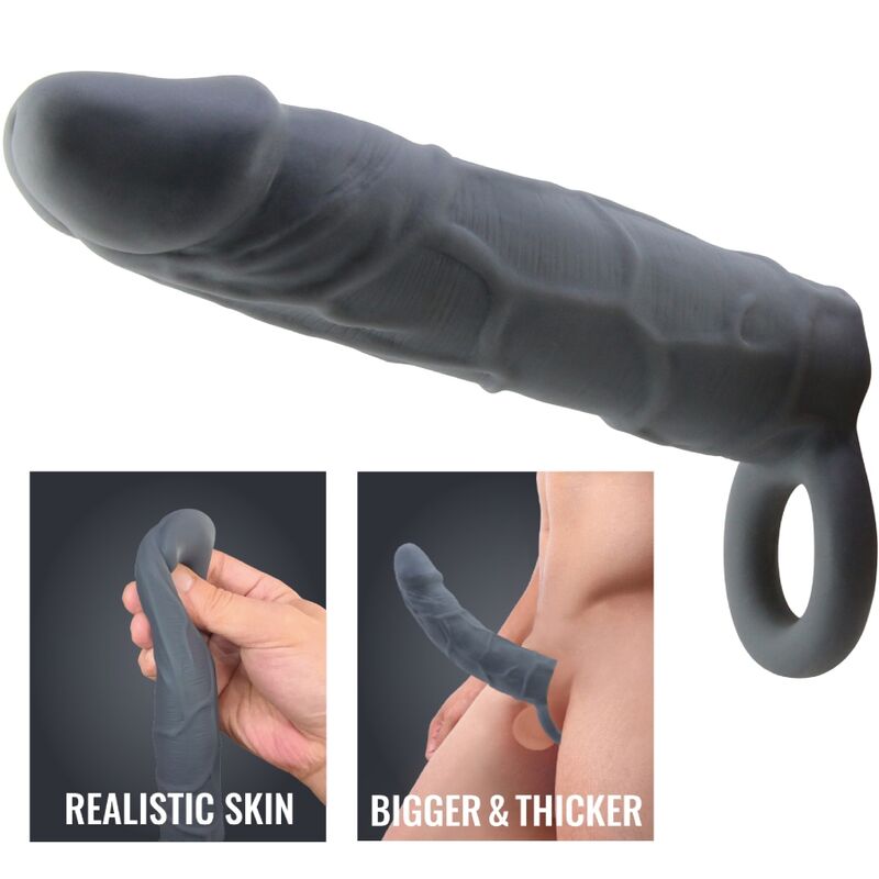 PRETTY LOVE realistisk hud penis sleeve mörkgrå