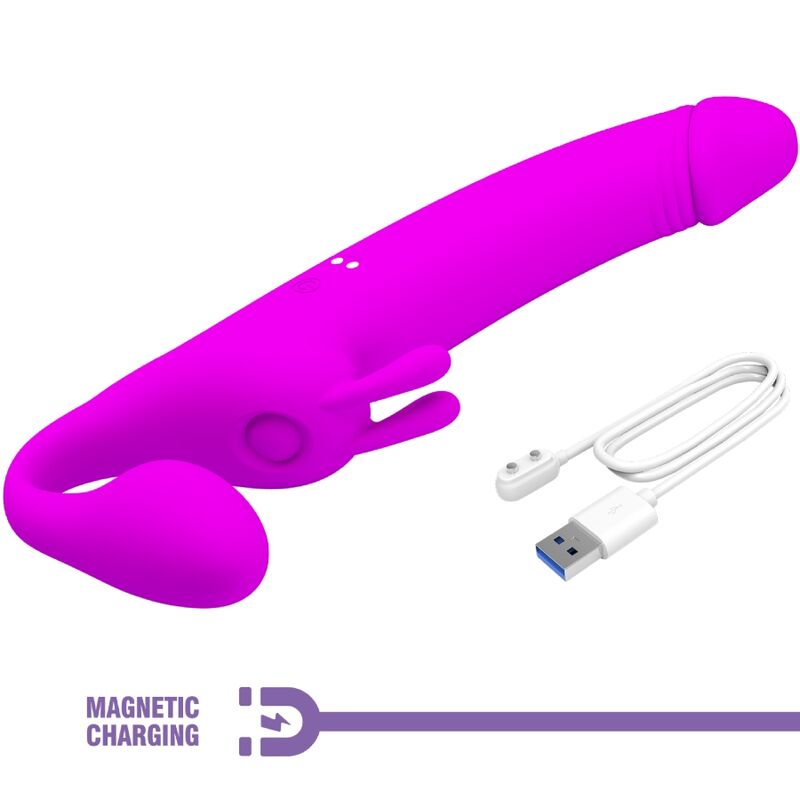 Pretty Love Zanini Strapless Strap-On i lila med 10 vibrationslägen