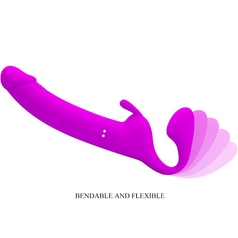 Pretty Love Zanini Strapless Strap-On i lila med 10 vibrationslägen