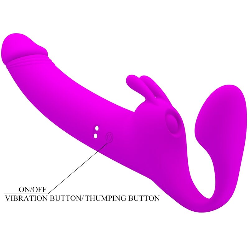 Pretty Love Zanini Strapless Strap-On i lila med 10 vibrationslägen