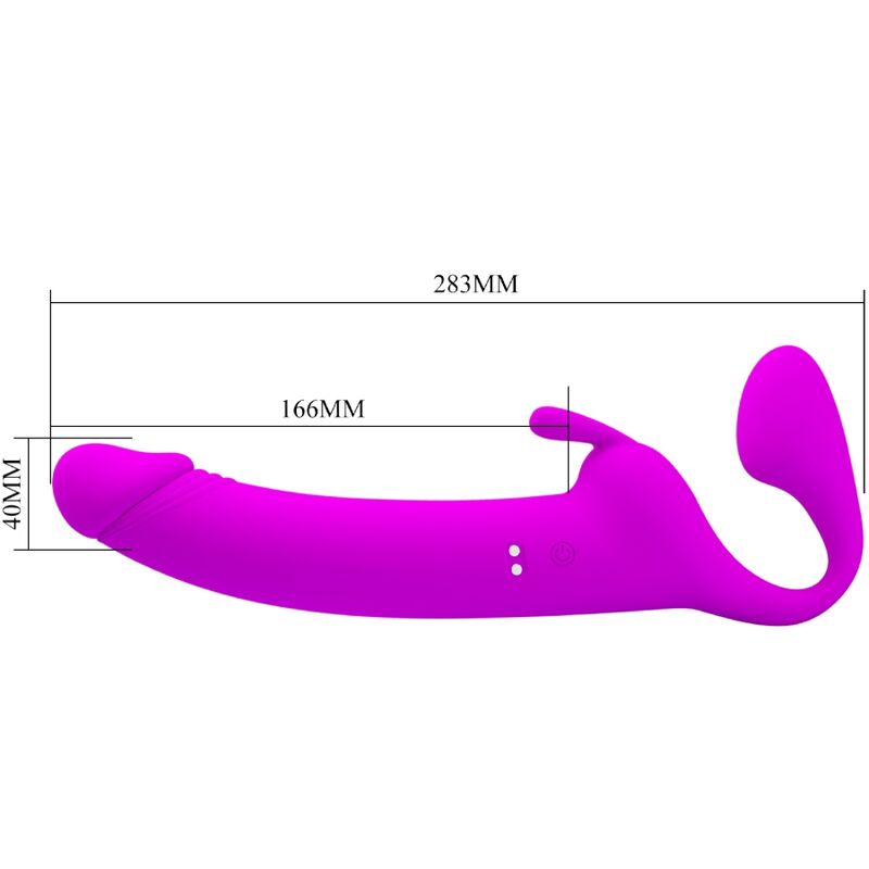 Pretty Love Zanini Strapless Strap-On i lila med 10 vibrationslägen