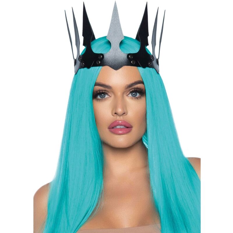 Maleficent krona i syntetiskt läder med nitar svart