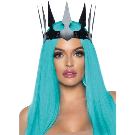 Maleficent krona i syntetiskt läder med nitar svart