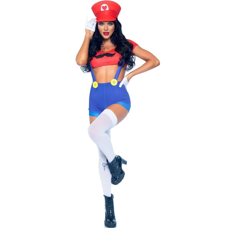 LEG AVENUE - SEXY KOSTYM MARIO BROS RÖD/BLÅ S