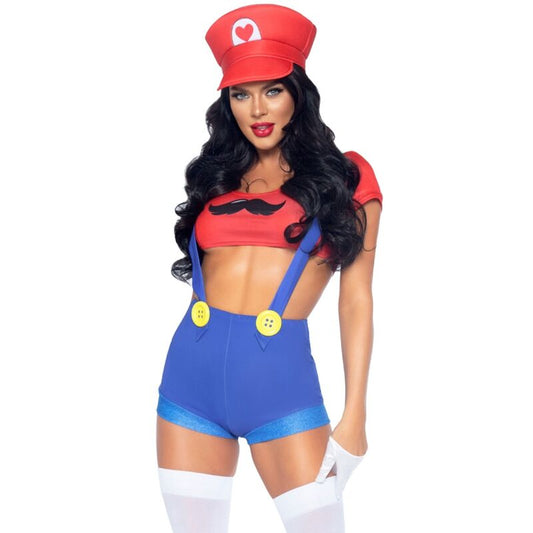 LEG AVENUE - SEXY KOSTYM MARIO BROS RÖD/BLÅ M