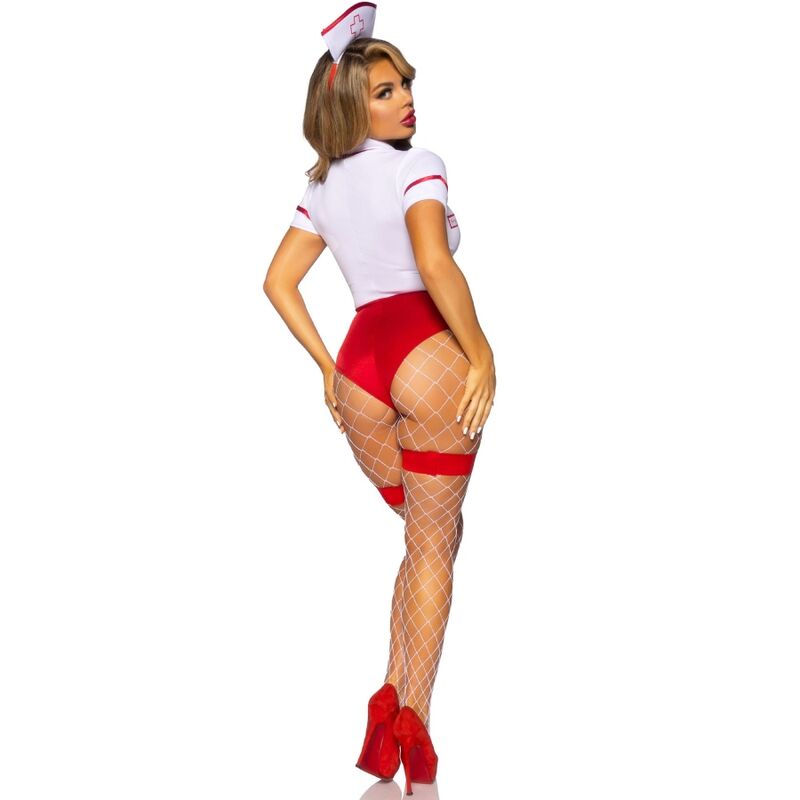 Sexig sjuksköterska kostym i röd och vit från Leg Avenue