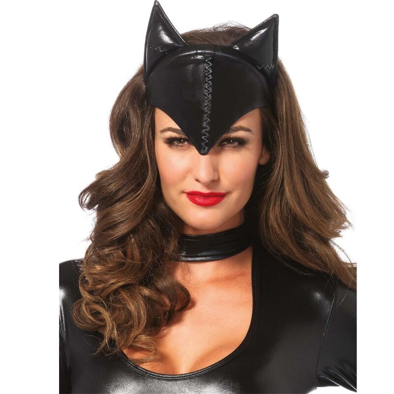 Svart Cat Woman-mask från Leg Avenue