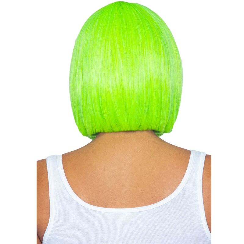 Fluorescent bob peruk i neongrön färg