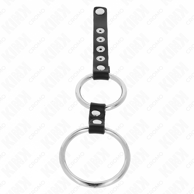 KINK - Dubbel Metall Penisring 3,8 cm till 5 cm med Läder