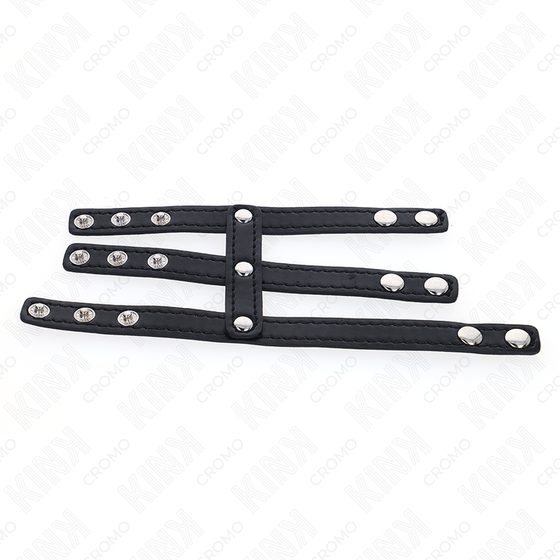 KINK - TRIPLE LEATHER PENIS RING MED TRYCKSTÄNGNING