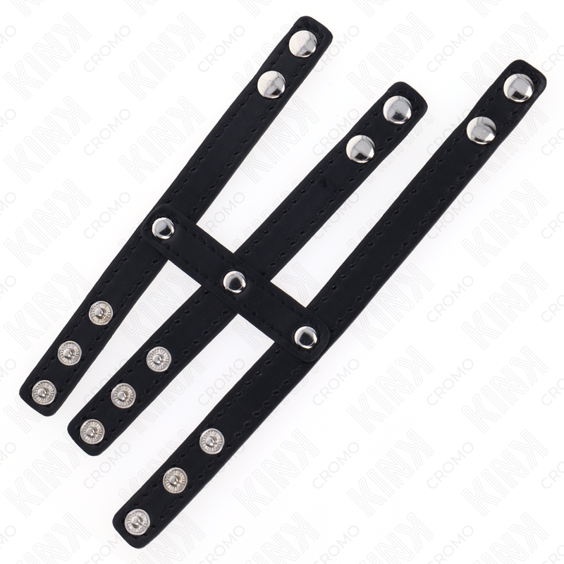 KINK - TRIPLE LEATHER PENIS RING MED TRYCKSTÄNGNING