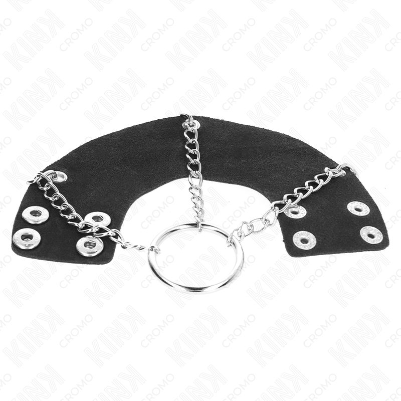 KINK - Penisring 4 cm kedja 7 cm metall med läderrem