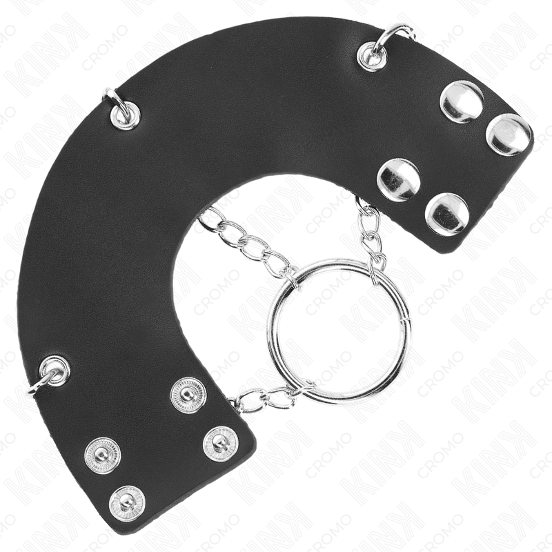 KINK - Penisring 4 cm kedja 7 cm metall med läderrem