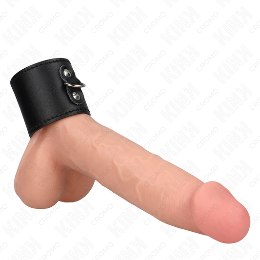 KINK - Läder Penisring med Tryckstängning 18 x 5 cm