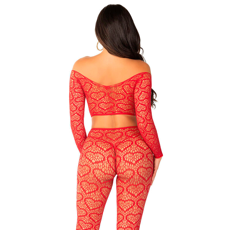 Röd crop top och strumpbyxor set från Leg Avenue