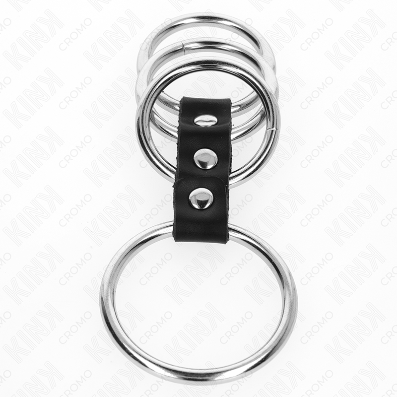 KINK 4 metall penisringar kopplade med läder