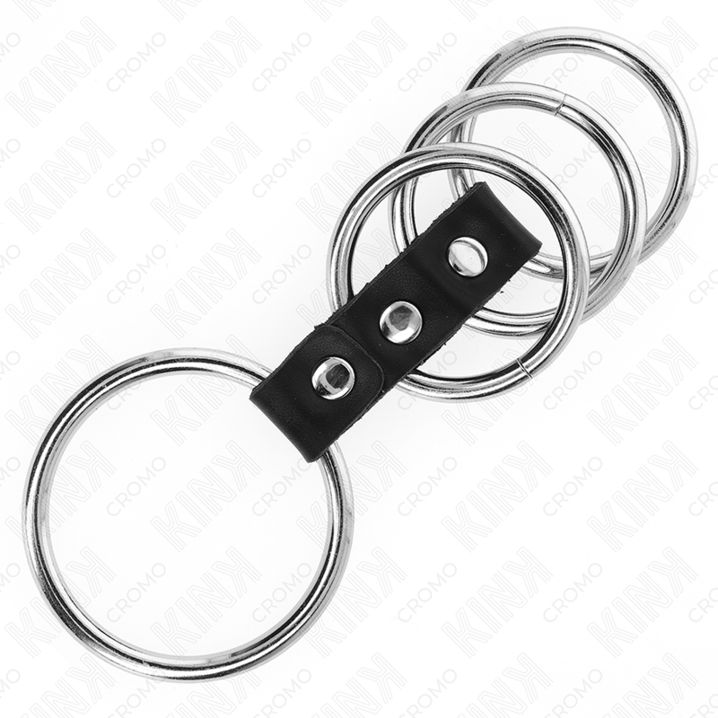KINK 4 metall penisringar kopplade med läder