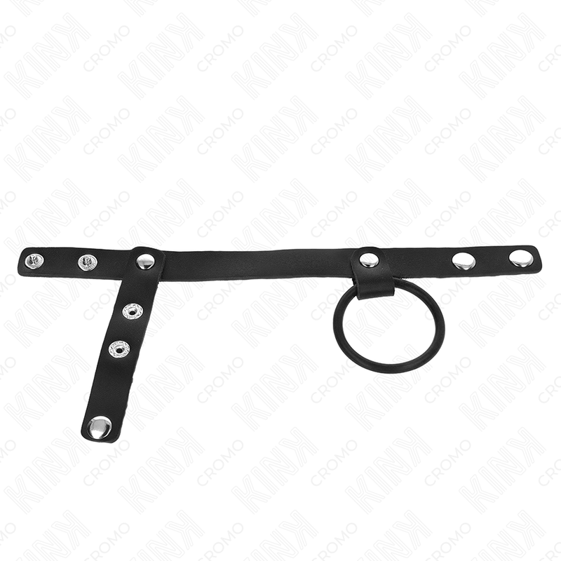KINK - SILIKON PENIS RING 3.8 CM MED BOLLDELARE OCH LÄDERREM 22 X 1.5 CM